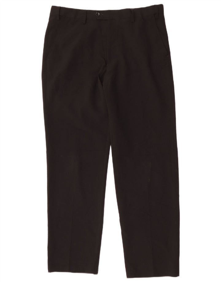 Marks & Spencer Mens Straight Regular Suit Trousers W34 L31 Black Polyester