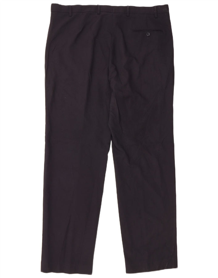 Marks & Spencer Mens Regular Fit Suit Trousers W40 L33 Navy Blue Polyester