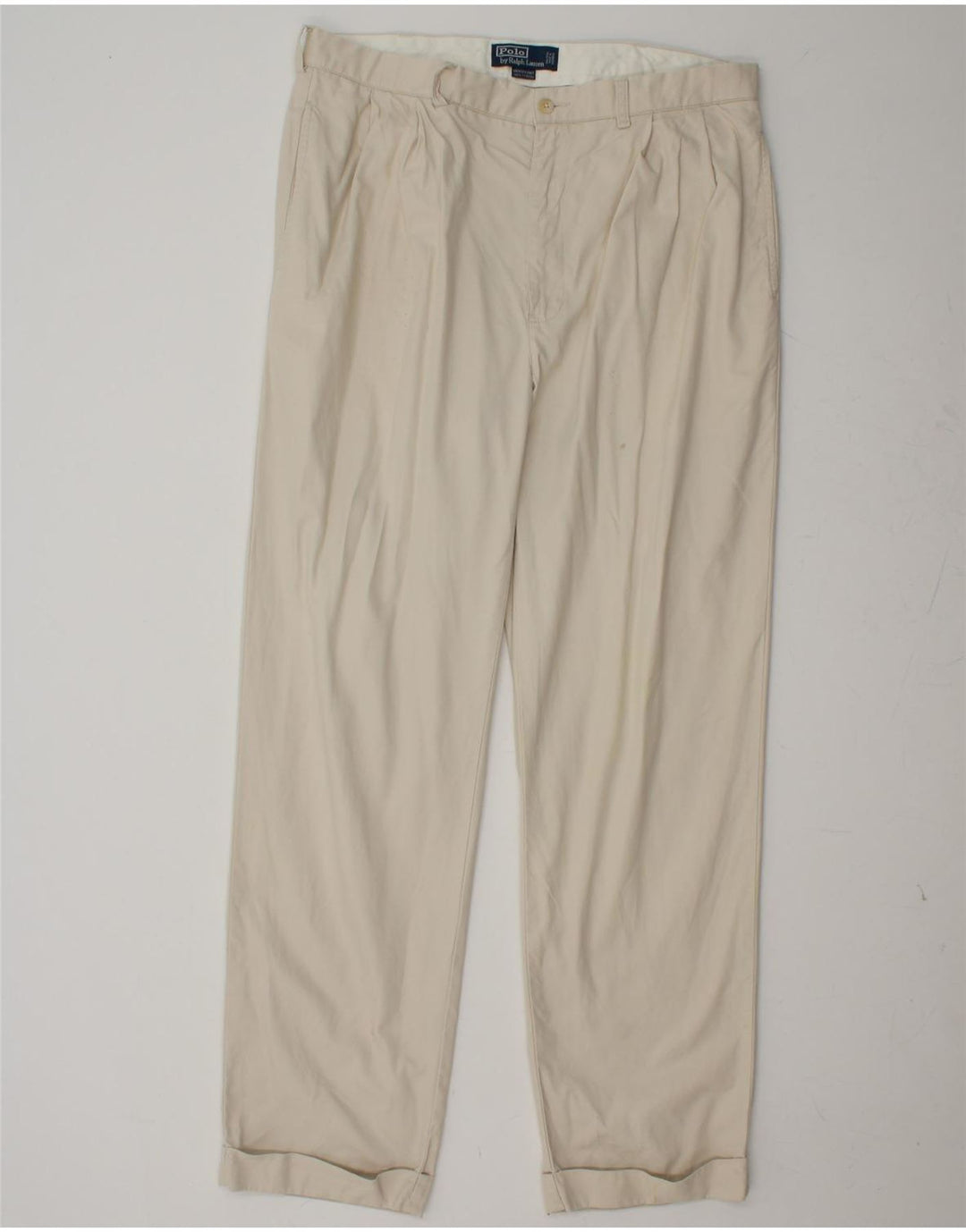 POLO RALPH LAUREN Mens Pegged Chino Trousers W35 L32 Off White Cotton