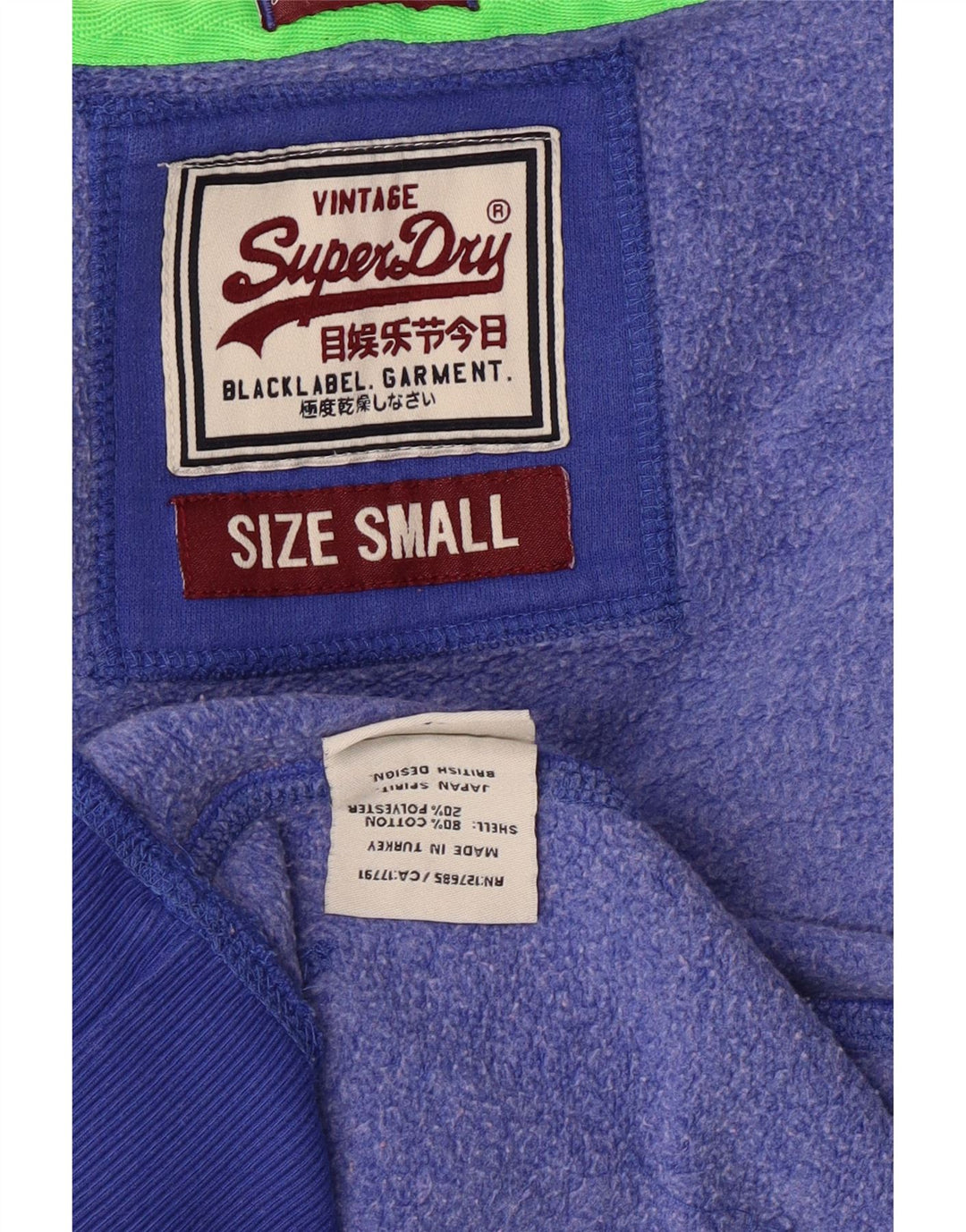 SUPERDRY Womens Graphic Hoodie Jumper UK 10 Small Blue Cotton