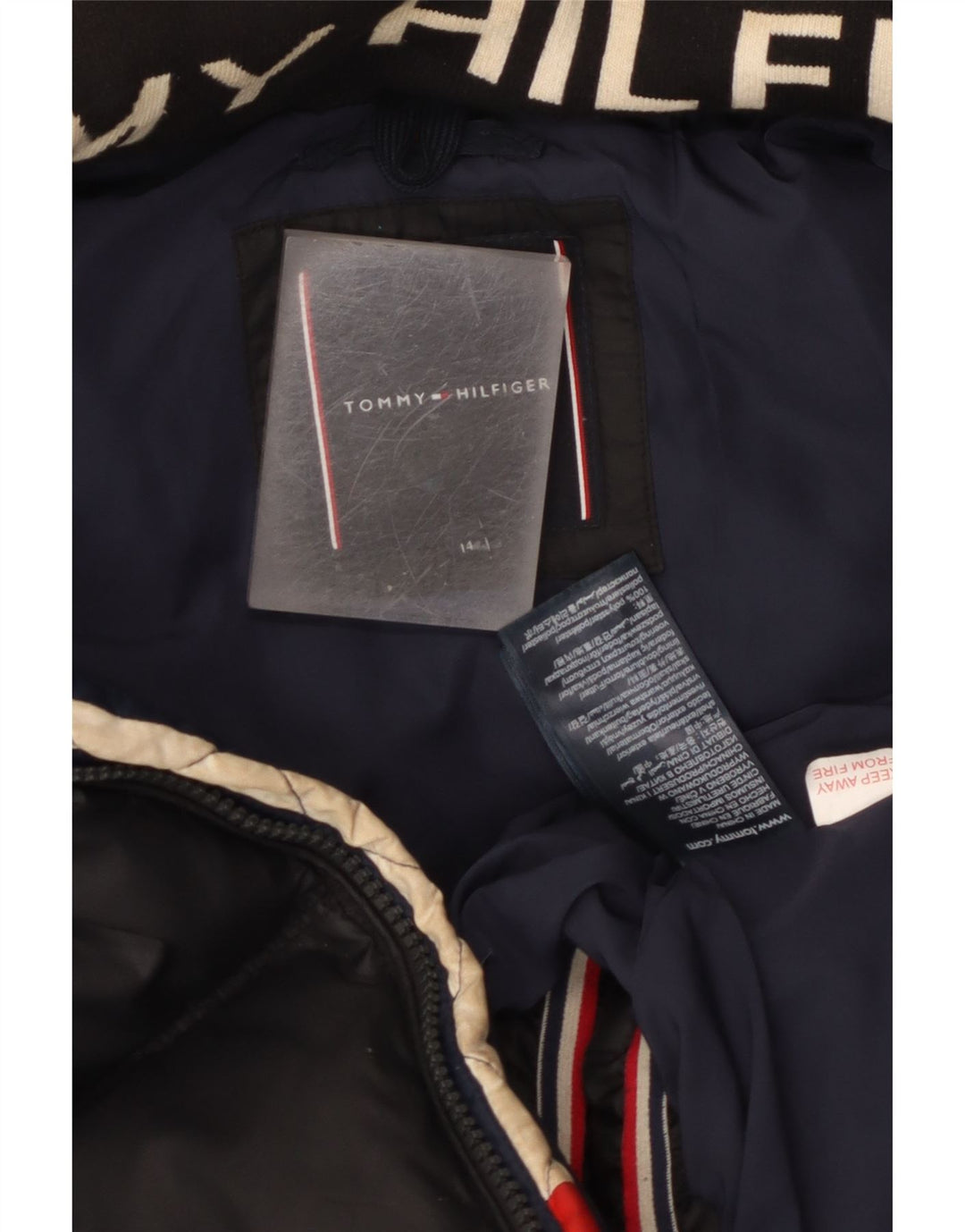 Tommy Hilfiger Boys Hooded Padded Jacket 13-14 Years Black Polyester