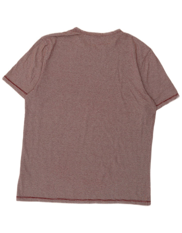 Timberland Mens Regular Fit T-Shirt Top Large Burgundy Pinstripe Cotton