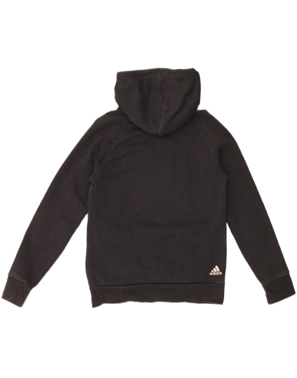 Adidas Womens Graphic Hoodie Jumper UK 14 Medium Black Cotton