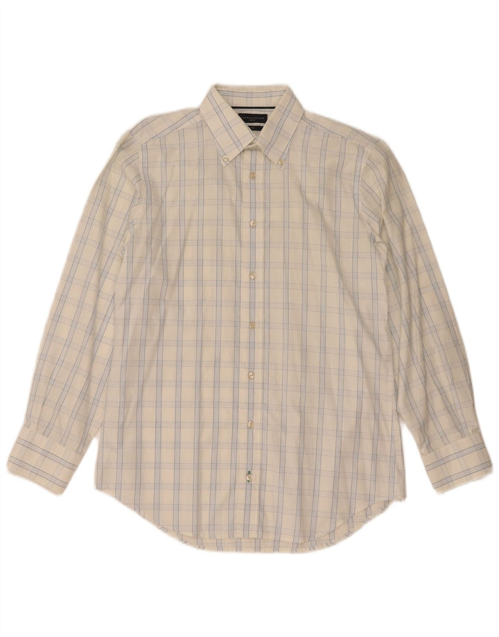 TOMMY HILFIGER Mens Fitted Shirt Size 38 15 Medium White Check