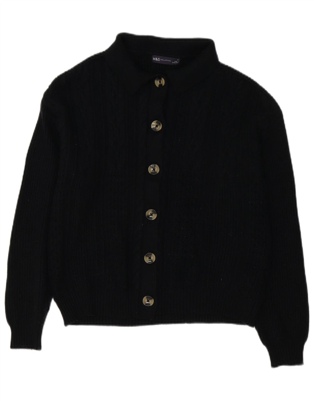 Marks & Spencer Womens Cardigan Sweater UK 14 Medium Black Viscose
