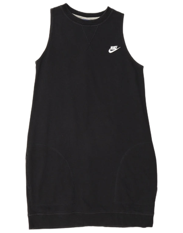 Nike Womens Sleeveless Sweatshirt Jumper Dress UK 14 Large Black Cotton
