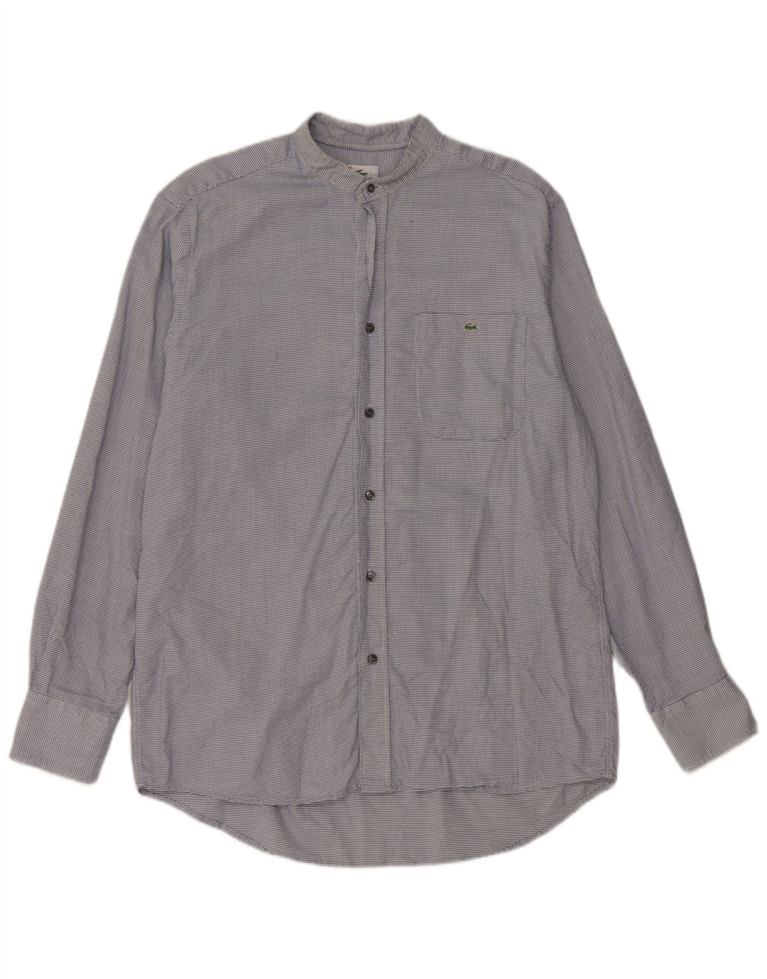 Lacoste Mens Checked  Shirt Size 40 Medium Blue Houndstooth Cotton Classic