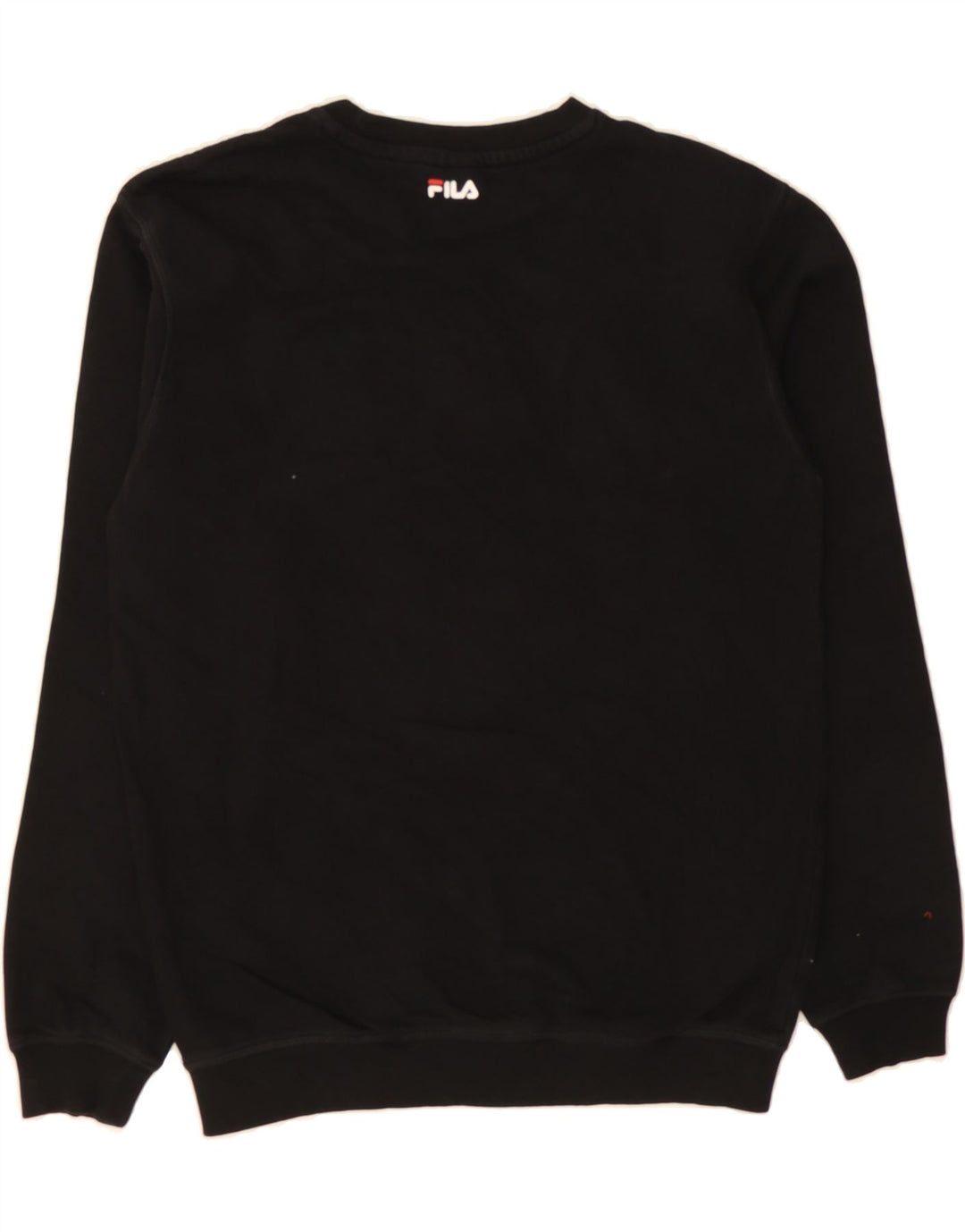 FILA Mens Graphic Sweatshirt Jumper Small Black Vintage Fila and Second-Hand Fila from Messina Hembry 