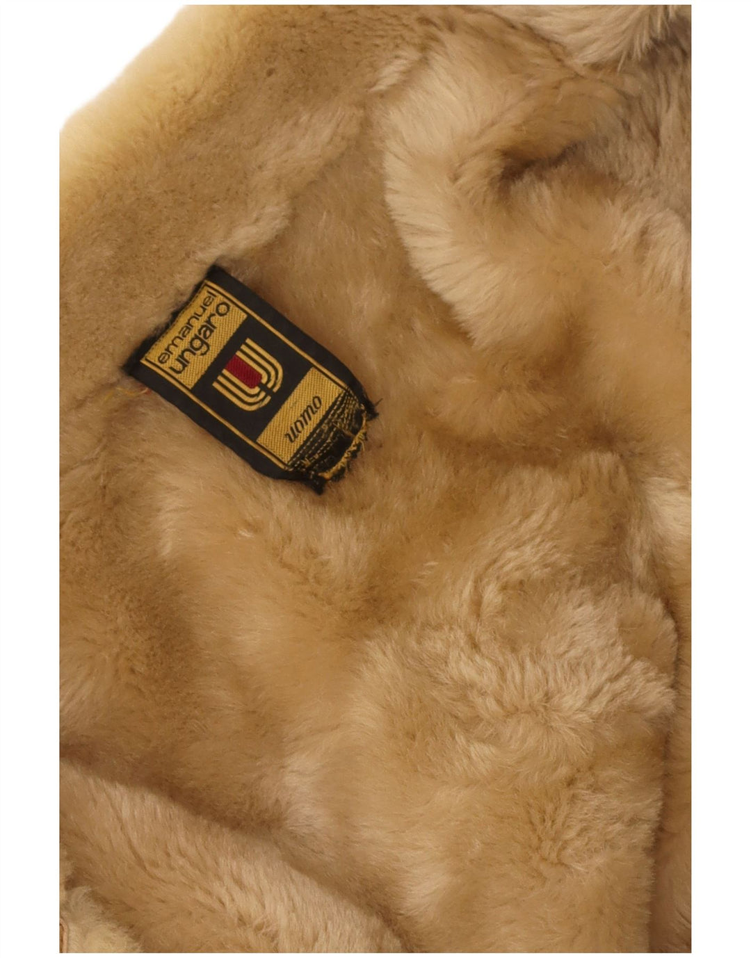 Emanuel Ungaro Mens Shearling Overcoat UK 38 Medium Beige