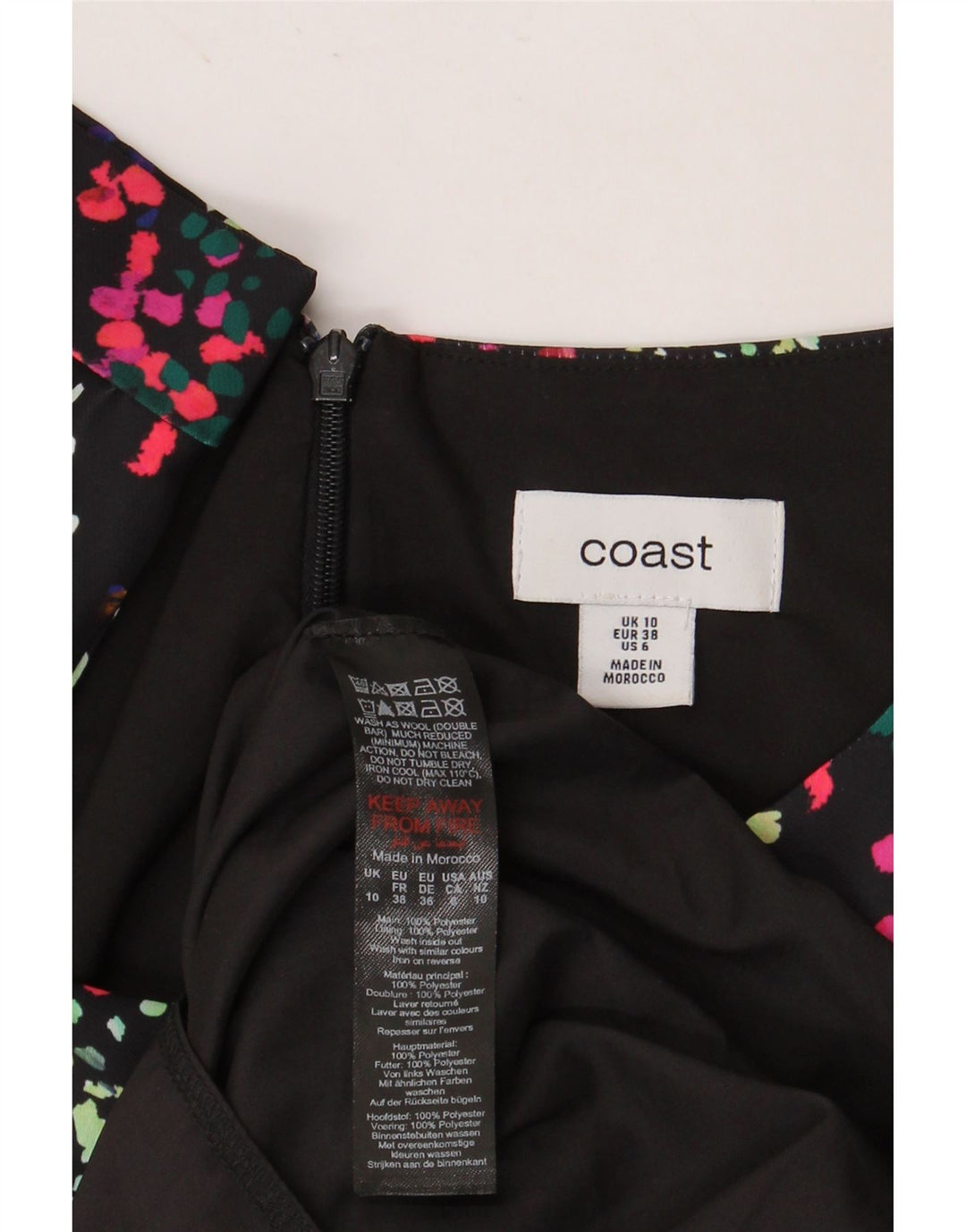 COAST Womens 3/4 Sleeve Shift Dress UK 10 Small Multicoloured Spotted