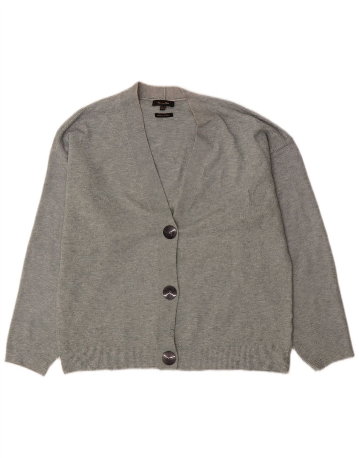 Massimo Dutti Womens Oversized Cardigan Sweater UK 6 XS Grey