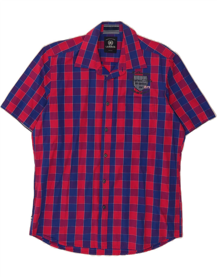 LERROS Mens Short Sleeve Shirt Large Multicoloured Check Cotton Vintage Lerros and Second-Hand Lerros from Messina Hembry 
