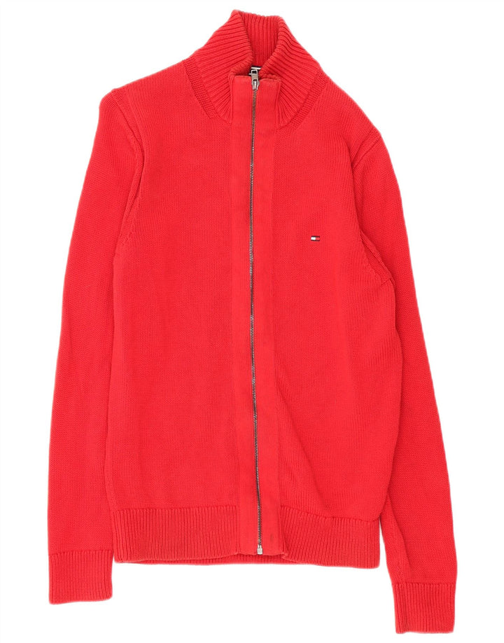 Tommy Hilfiger Mens Cardigan Sweater Medium Red Cotton
