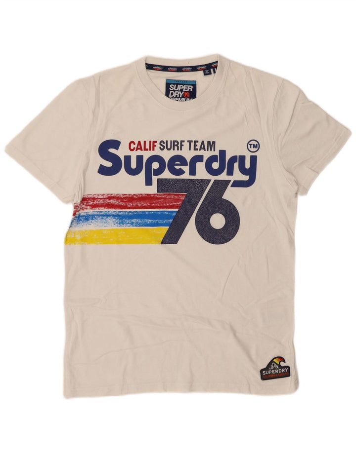 SUPERDRY Mens Graphic T-Shirt Top Large White Cotton
