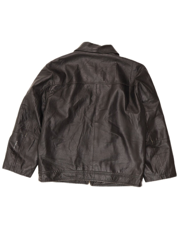 Vintage Womens Leather Jacket IT 50 XL Black