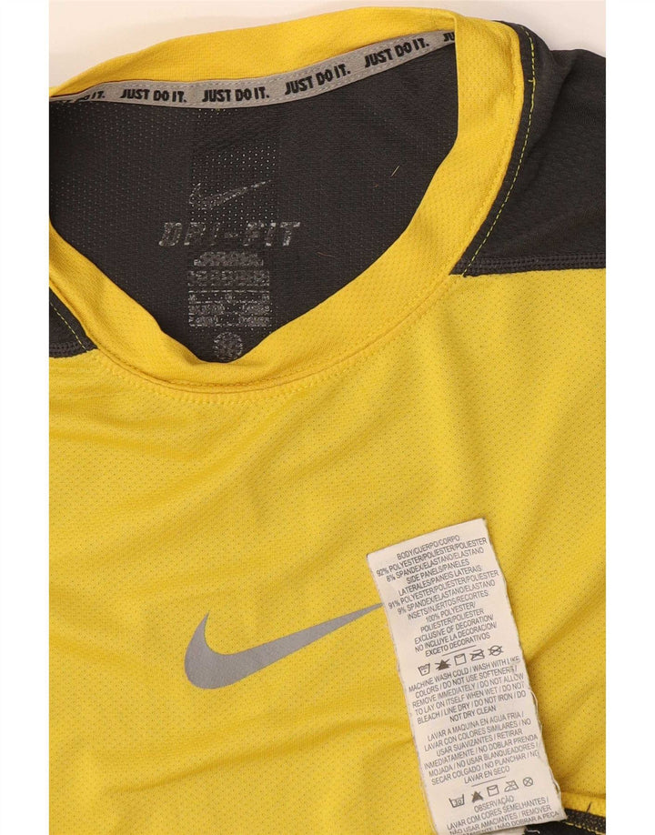 Nike Mens Dri Fit Vest Top Small Yellow Colourblock Polyester