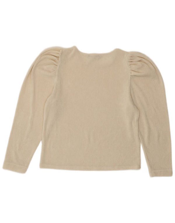 Zara Womens Long Sleeve Velour Blouse Top UK 14 Large Beige