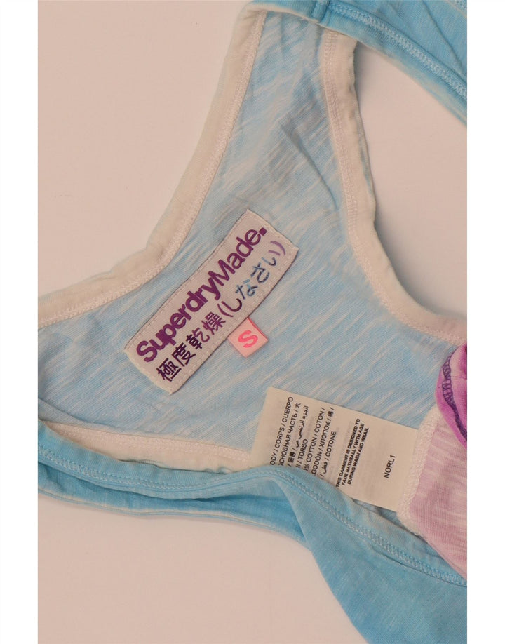 Superdry Mens Graphic Vest Top Small Blue Colourblock Cotton