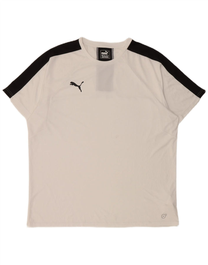PUMA Mens T-Shirt Top 2XL White Colourblock Polyester