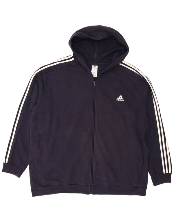Adidas Mens Zip Hoodie Sweater 3XL Navy Blue Cotton