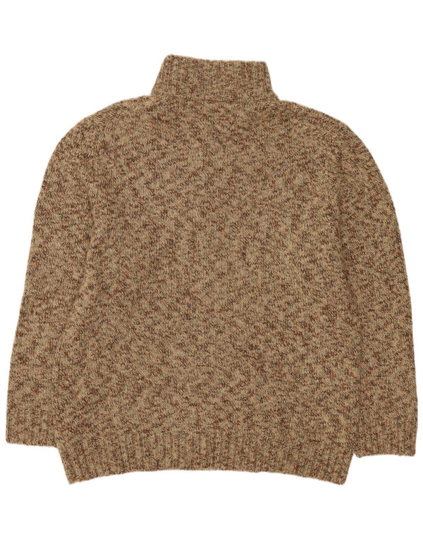 NAVIGARE Mens Zip Neck Jumper Sweater Large Beige Flecked Acrylic