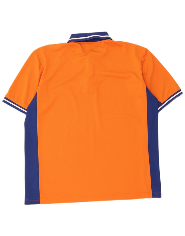 Sergio Tacchini Mens Graphic Rugby Polo Shirt XL Orange Colourblock