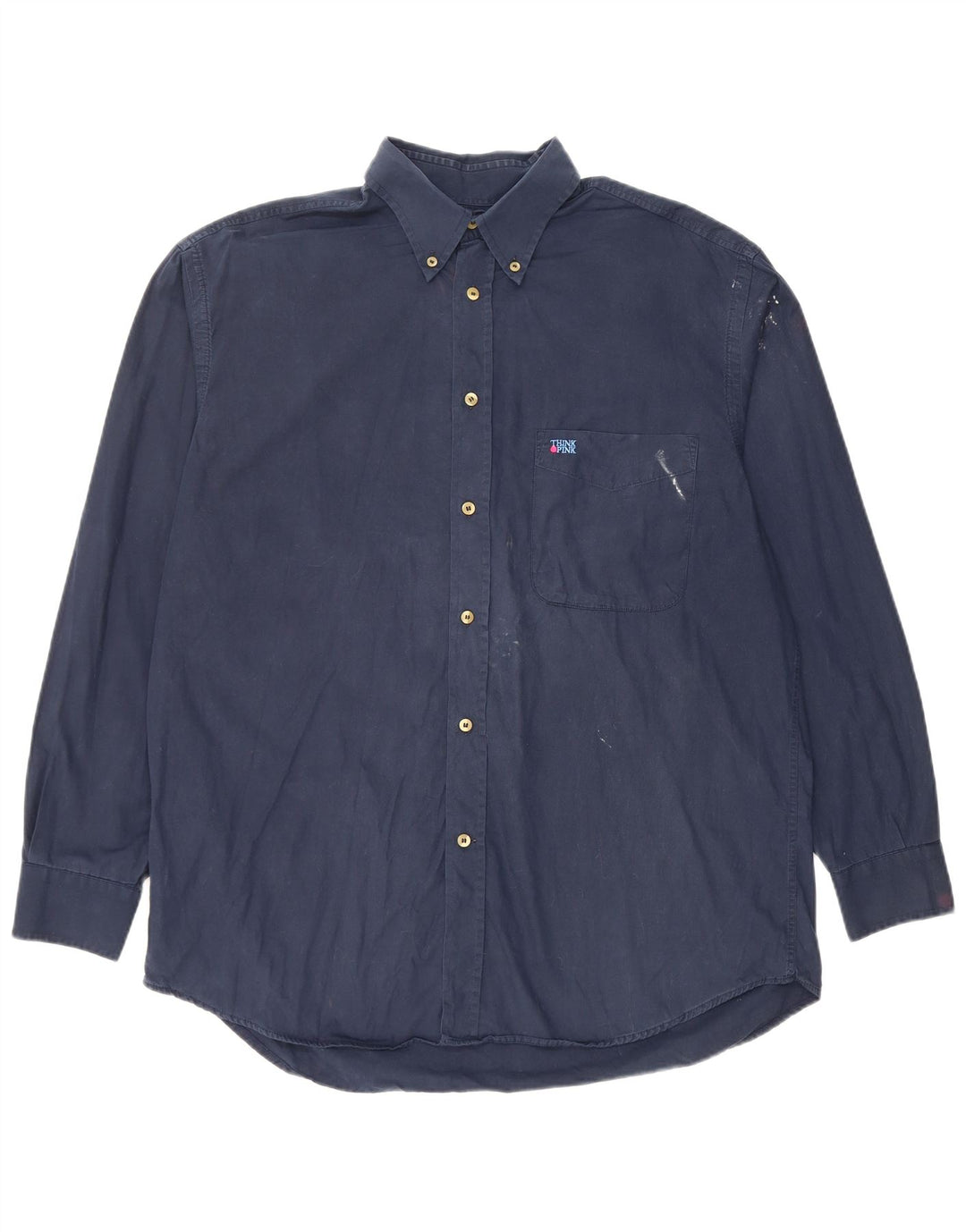 Think Pink Mens Shirt XL Navy Blue Cotton