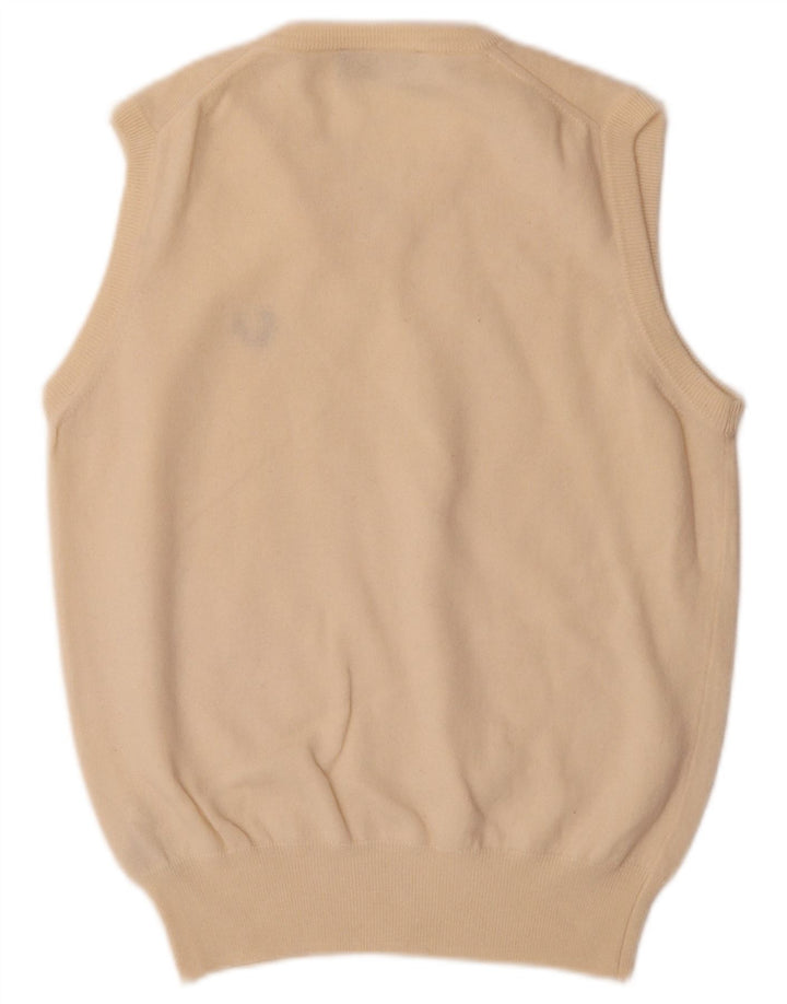 Fred Perry Mens Vest Tank Top Small Beige Wool