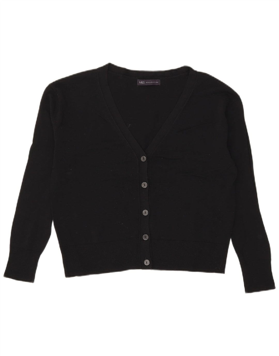 Marks & Spencer Womens Crop Oversized Cardigan Sweater UK 8 Small Black