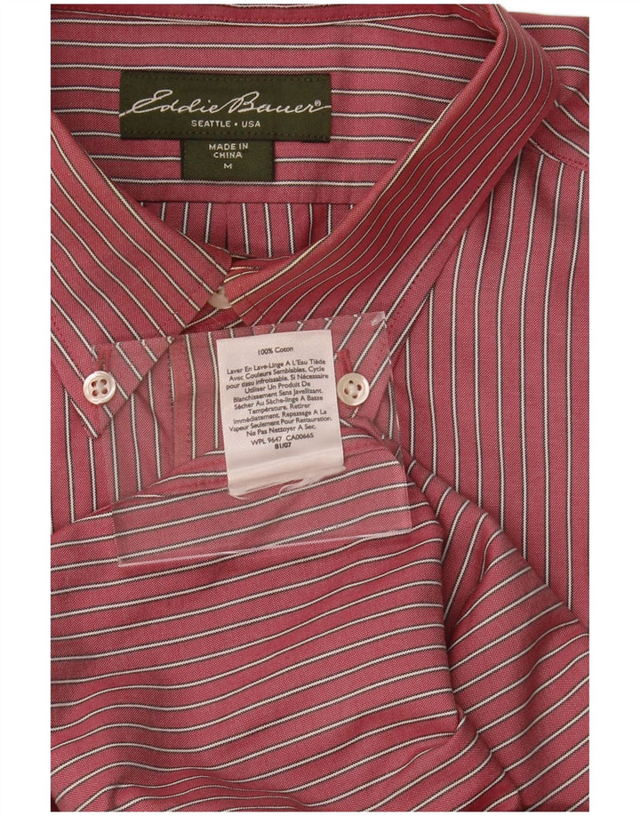 EDDIE BAUER Mens Relaxed Fit Shirt Medium Red Pinstripe Cotton