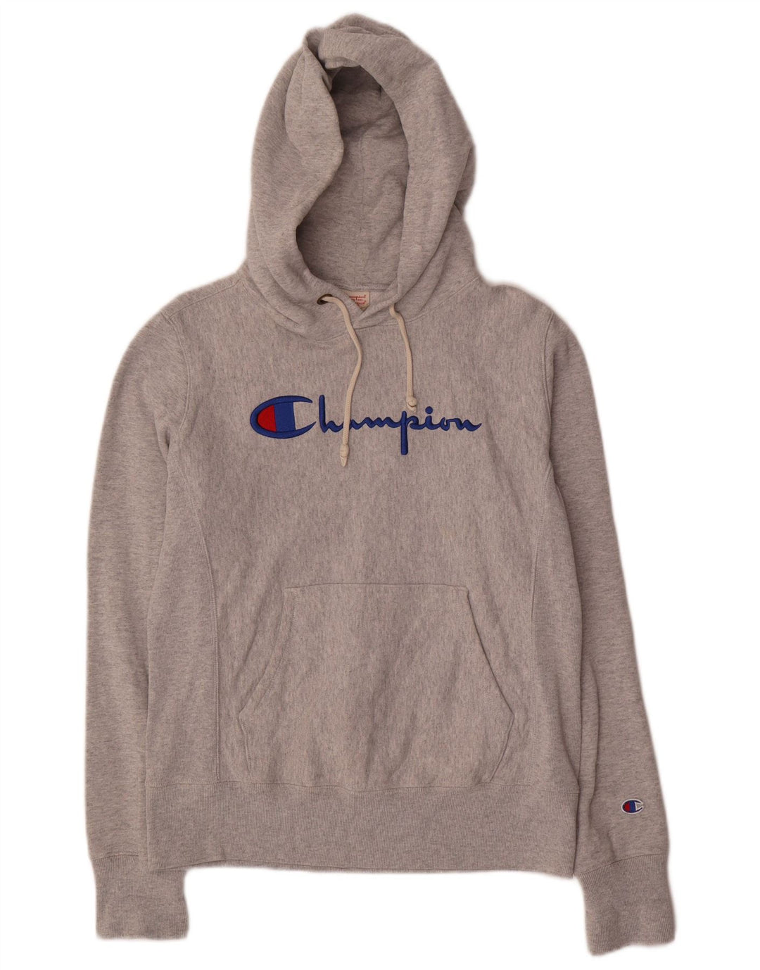 CHAMPION Womens Reverse Weave Graphic Hoodie Jumper UK 14 Medium Grey