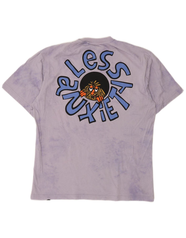 Pull & Bear Mens Graphic T-Shirt Top Medium Purple Tie Dye