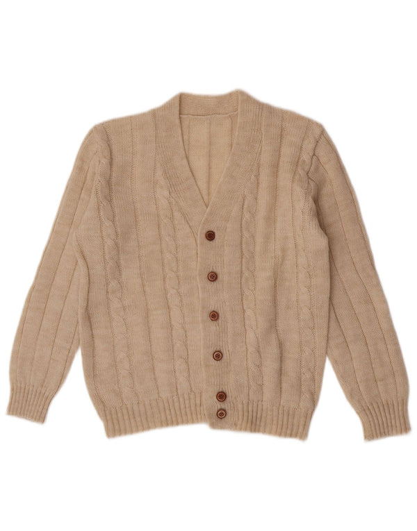 Vintage Mens Cardigan Sweater Medium Beige
