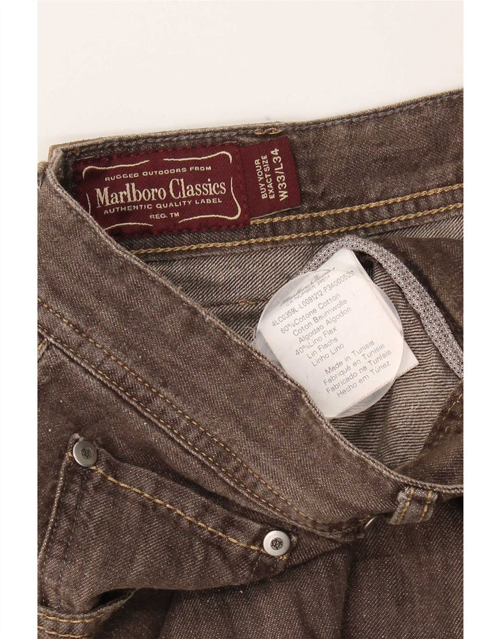 Marlboro Classics Mens Straight Jeans W33 L30 Brown Cotton