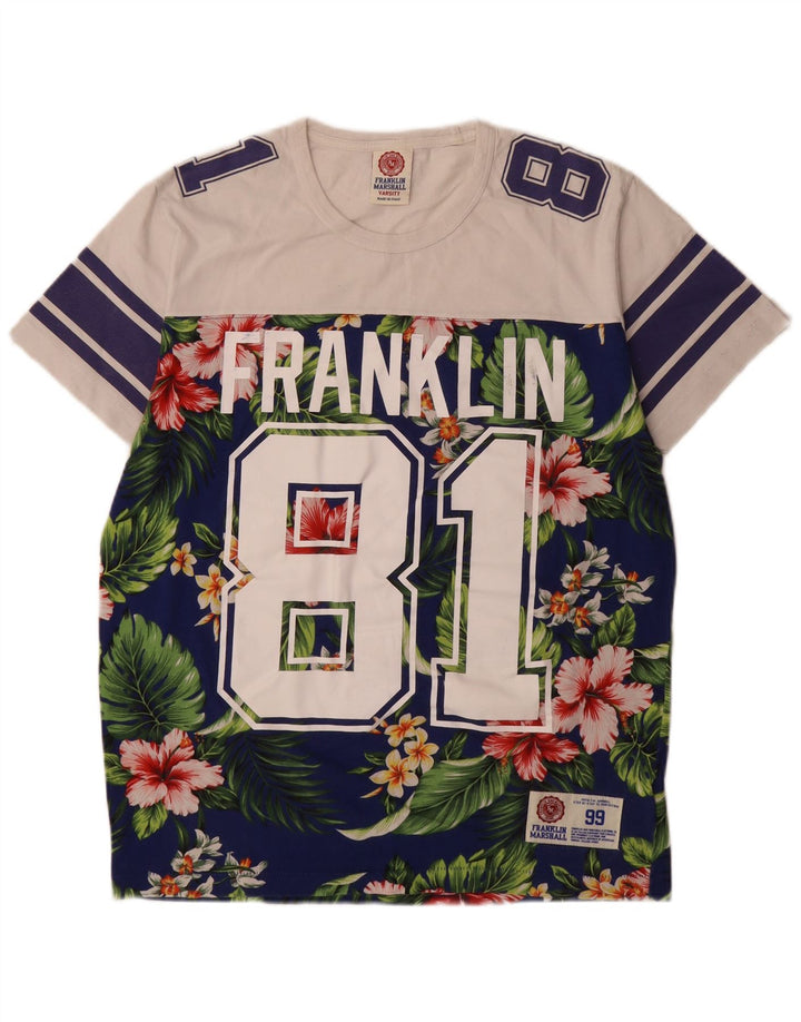 Franklin Marshall Mens Graphic T-Shirt Top Large Multicoloured Floral