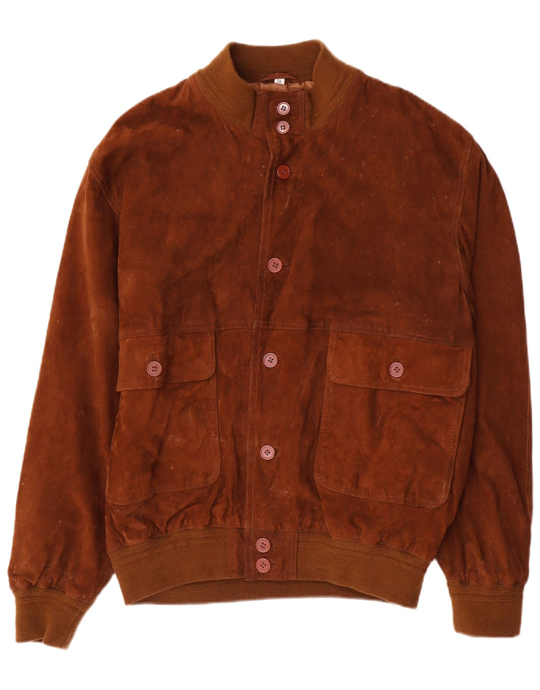Vintage Mens Suede Bomber Jacket IT 56 3XL Brown Leather