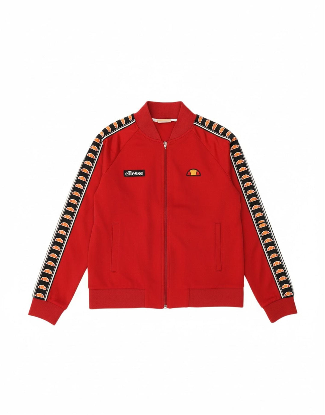 ELLESSE Womens Graphic Tracksuit Top Jacket UK 14 Medium Red Colourblock