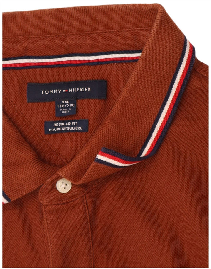 Tommy Hilfiger Mens Regular Fit Polo Shirt 2XL Brown Cotton