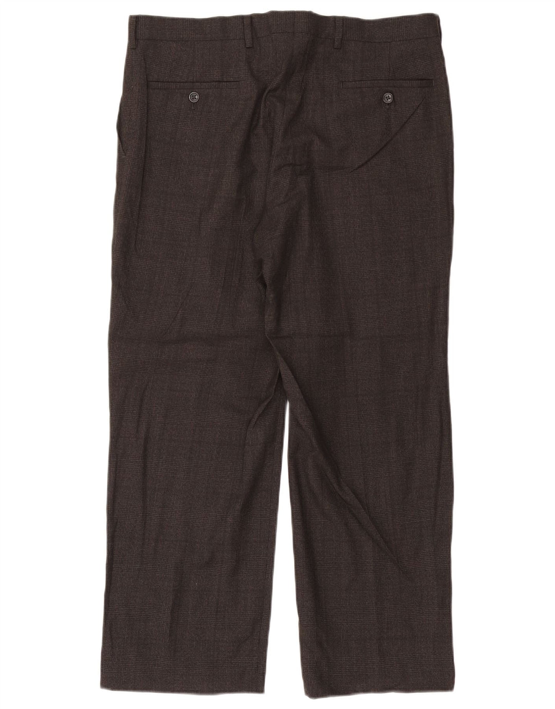 CALVIN KLEIN Mens Straight Suit Trousers W34 L27 Brown Check