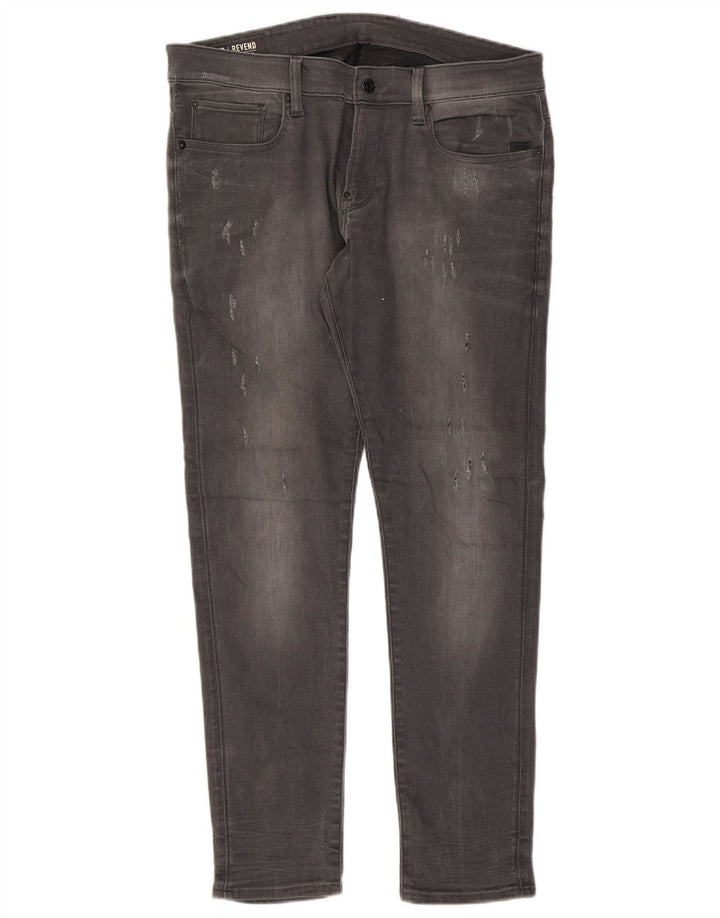 G-Star Mens Distressed Super Slim Jeans W36 L32 Grey Cotton