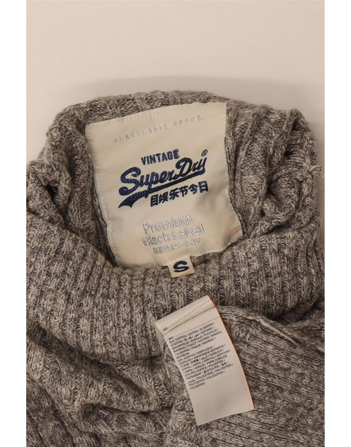 Superdry Womens Roll Neck Jumper Sweater UK 10 Small Grey Cotton