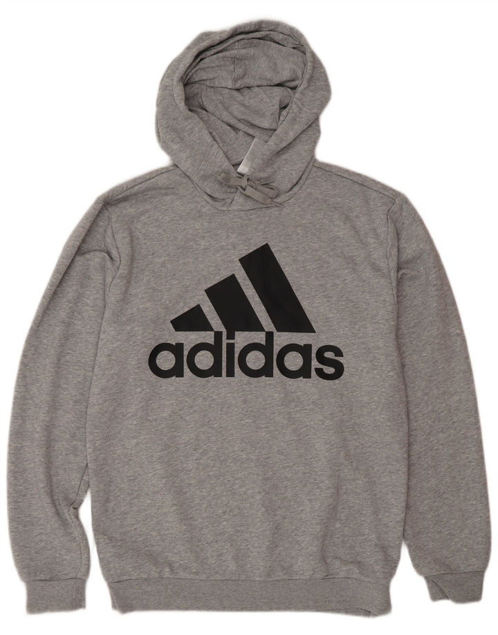 ADIDAS Mens Graphic Hoodie Jumper Small Grey Cotton