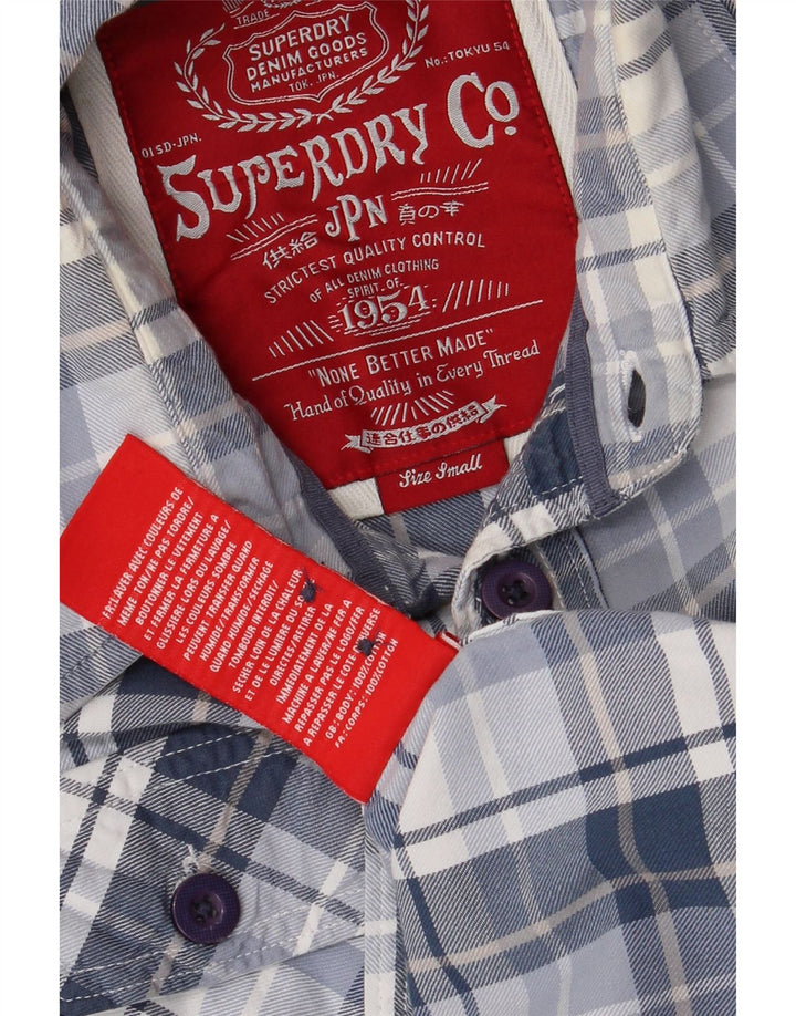 Superdry Mens Graphic Shirt Small Blue Check Cotton