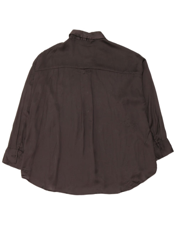 Zara Womens Oversized Shirt Blouse UK 10 Small Black Polyester