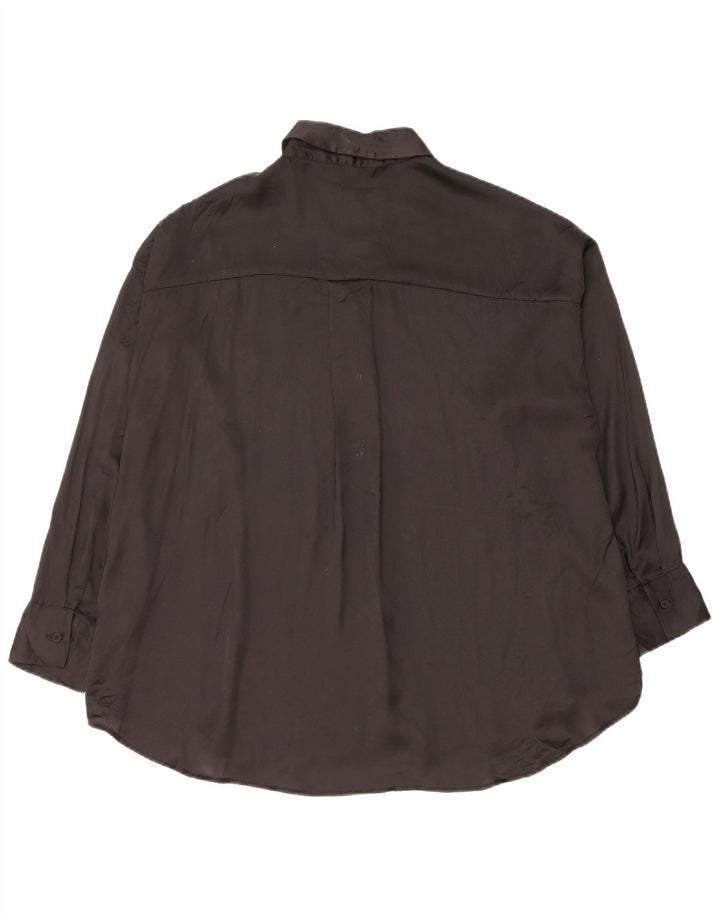 Zara Womens Oversized Shirt Blouse UK 10 Small Black Polyester
