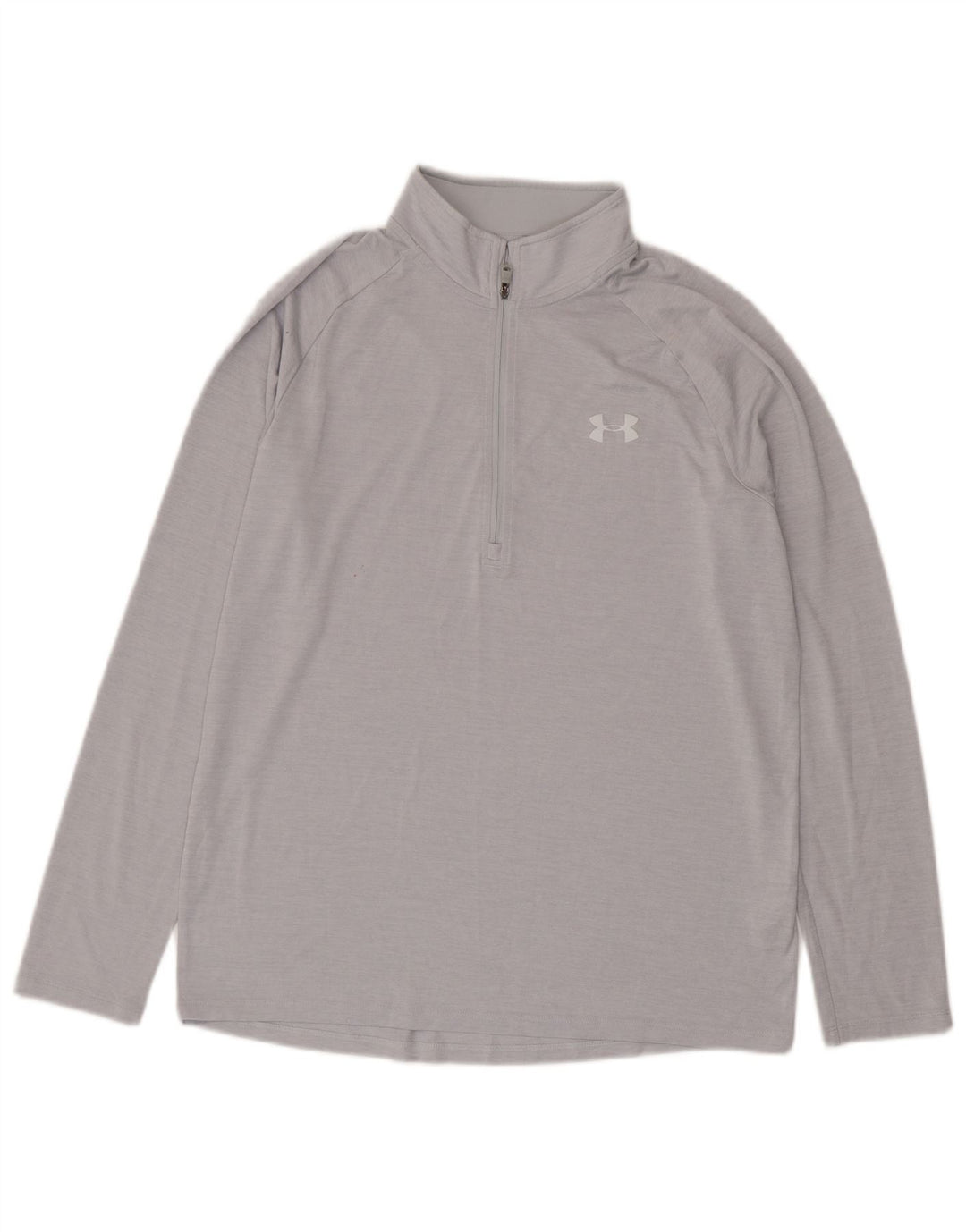 Under Armour Mens Zip Neck Pullover Tracksuit Top Medium Grey Polyester