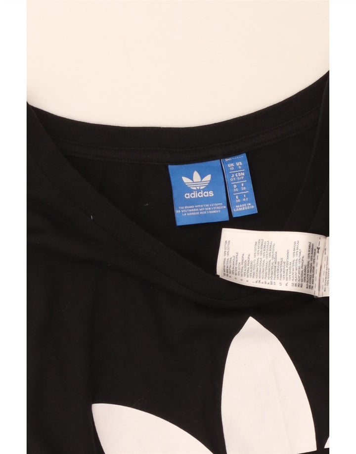 ADIDAS Womens Graphic Vest Top UK 10 Medium Black Cotton