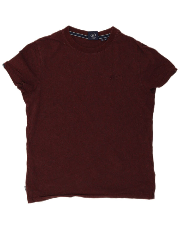 Superdry Mens T-Shirt Top Medium Burgundy Flecked Cotton