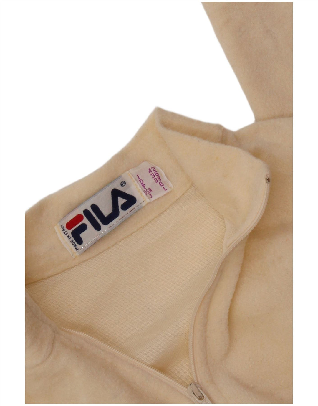 FILA Womens Long Sleeve Fleece Bodysuit IT 42 Medium Off White