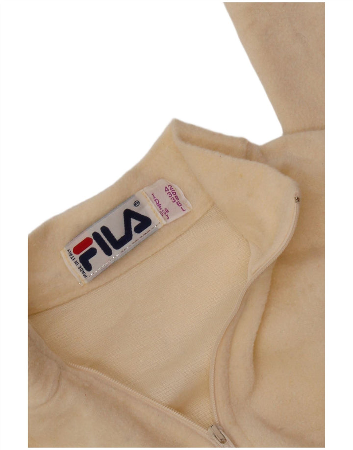 FILA Womens Long Sleeve Fleece Bodysuit IT 42 Medium Off White